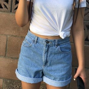 High waisted denim shorts